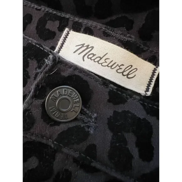 Madewell 9" Mid-Rise Skinny Jeans: Flocked Leopard Animal Edition sz 31 Mob Wife - Picture 10 of 11